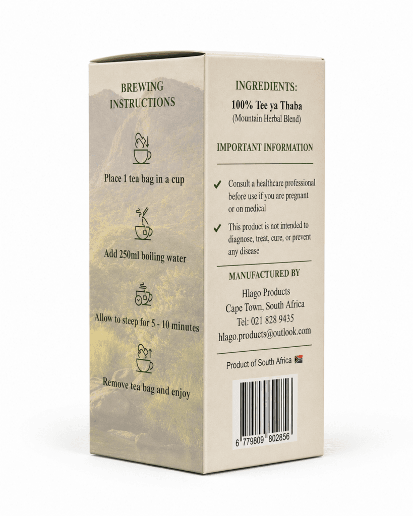 Hlago caffeine-free herbal tea product of South Africa